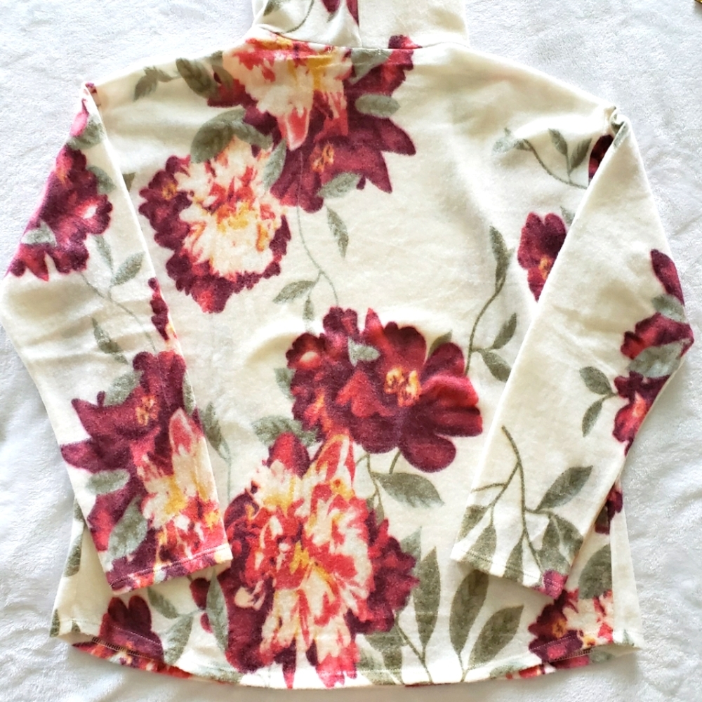 EXCLUSIVE ONE Long Sleeve Super Soft Cozy Fleece Floral Hoodie--NEW--L - Picture 9 of 14